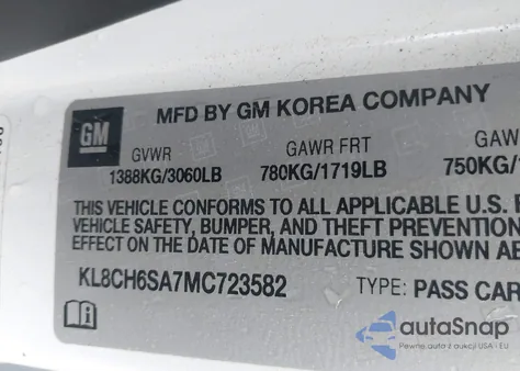 2021 Chevrolet Spark Fwd Activ Automatic z USA, uszkodzony, nr VIN KL8CH6SA7MC723582